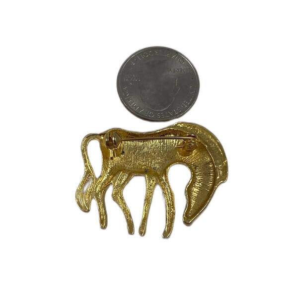 Vintage Gold Plated Base Metal Figural Carved Striped Zebra Brooch Pin EUC - Picture 6 of 8